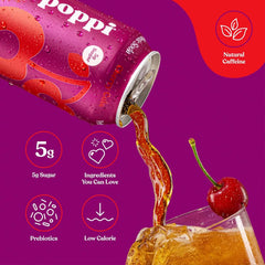 Poppi Prebiotic Soda, Sparkling Water & Fruit Juice, Cherry Cola, 12 Oz, 12 Pack